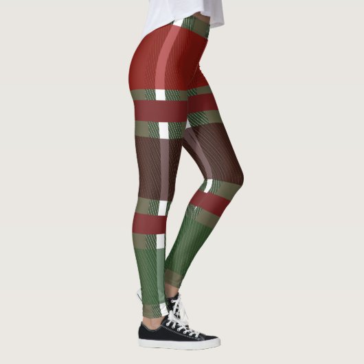 Kerstmis geruite groene burgundy leggingen leggings (Rechts)