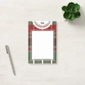 Kerstmis geruite groene rode kant Initialen Zakeli Post-it® Notes (Kantoor)