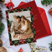 Kerstmis geruite kaart met foto