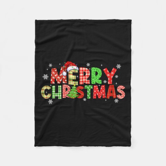 Kerstmis geruite Kerstboom Kerstman Hoed Mannen Vr Fleece Deken (Voorkant)