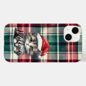 Kerstmis geruite kerstkat met naam Case-Mate iPhone case (Achterkant (horizontaal))