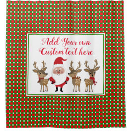 Kerstmis geruite Kerstman Rendier Aangepaste Typog Douchegordijn