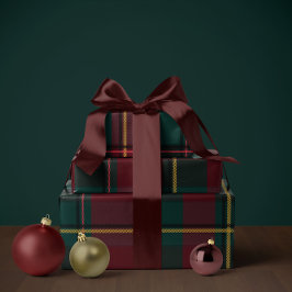 Kerstmis geruite klassieke vakantie eenvoudig cadeaupapier