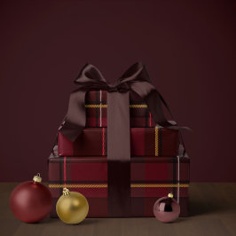 Kerstmis geruite klassieke vakantie eenvoudig cadeaupapier