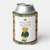 Kerstmis geruite preppy beer babyshower  blikjeskoeler (Blikje Achterkant)