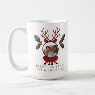 Kerstmis geruite rendier met gepersonaliseerde fot koffiemok