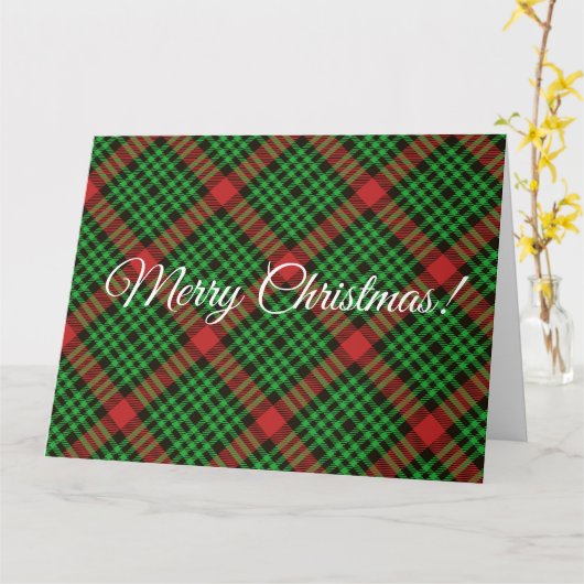 Kerstmis geruite rode en groene verpakking kaart (Gele Bloem)