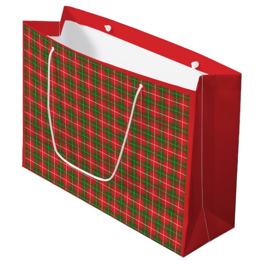 Kerstmis geruite rood groen groot cadeauzakje (Voorkant Gekanteld)
