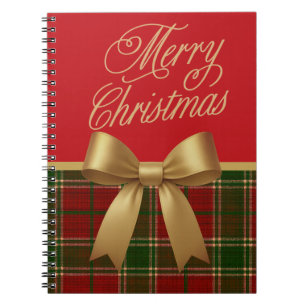 Kerstmis geruite spiraalnotitieboek notitieboek