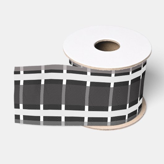 Kerstmis geruite strepen zwart en wit grosgrain lint (Spoel)