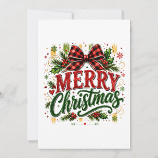 Kerstmis geruite strik aankondiging