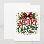 Kerstmis geruite strik aankondiging (Voorkant / Achterkant)