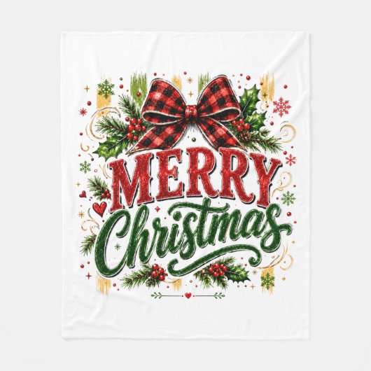 Kerstmis geruite strik fleece deken (Voorkant)