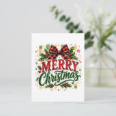 Kerstmis geruite strik kaart (Staand voorkant)