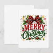 Kerstmis geruite strik kaart (Voorkant / Achterkant)