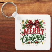 Kerstmis geruite strik sleutelhanger (Voorkant)