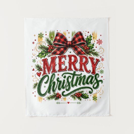 Kerstmis geruite strik wandkleed (Voorkant)