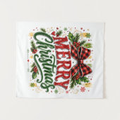 Kerstmis geruite strik wandkleed (Voorkant (horizontaal))