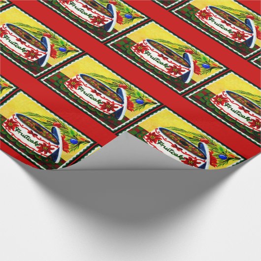 Kerstmis, geschenk, bont, fruitcake, sieraden cadeaupapier (Hoek)