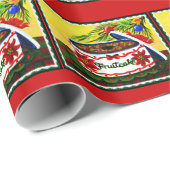 Kerstmis, geschenk, bont, fruitcake, sieraden cadeaupapier (Rol Hoek)