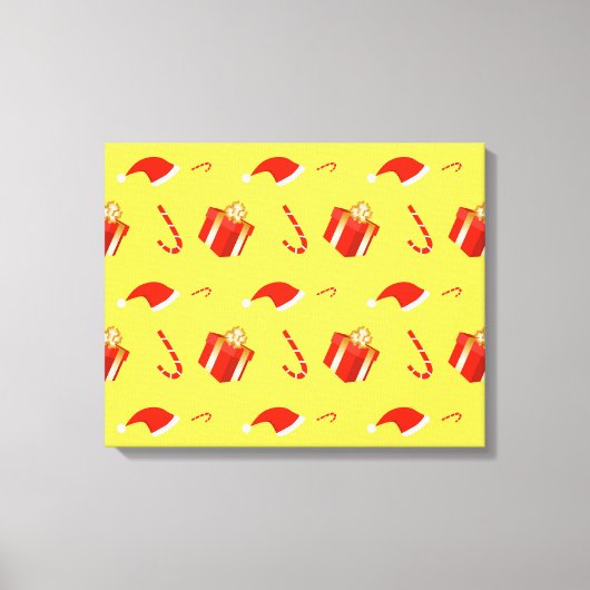 Kerstmis geschenkdoos Santa hoed snoep Canvas Afdruk (Voorkant)