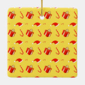Kerstmis geschenkdoos Santa hoed snoep Keramisch Ornament (Achterkant)