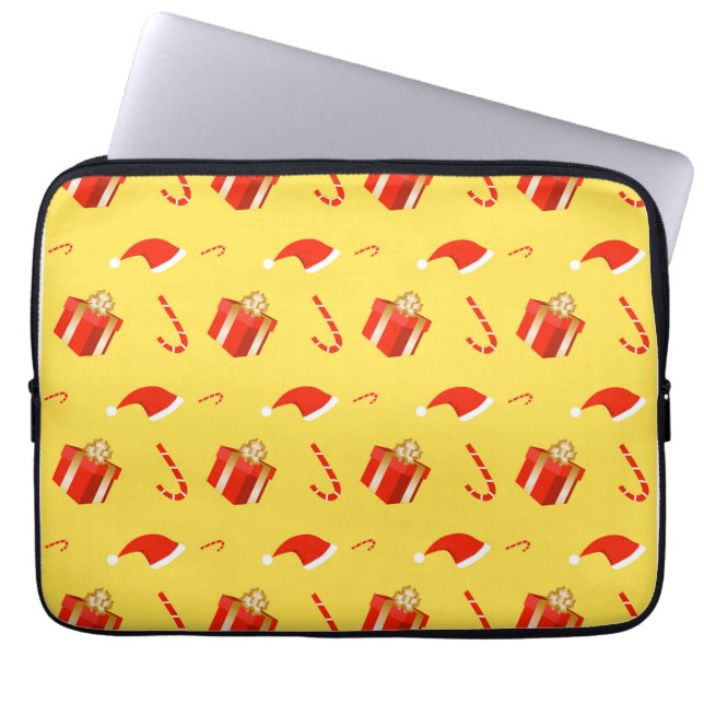 Kerstmis geschenkdoos Santa hoed snoep Laptop Sleeve (Voorkant)