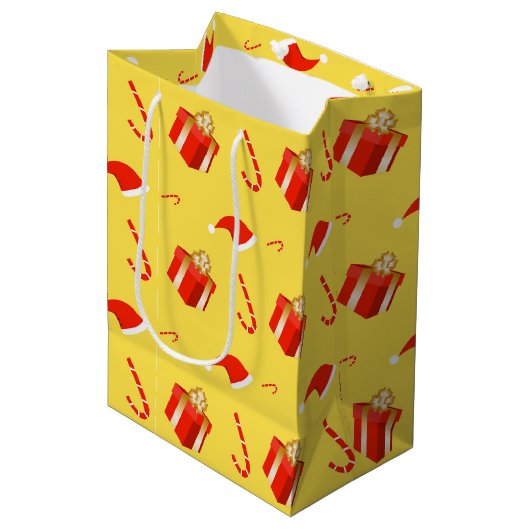 Kerstmis geschenkdoos Santa hoed snoep Medium Cadeauzakje (Voorkant Gekanteld)
