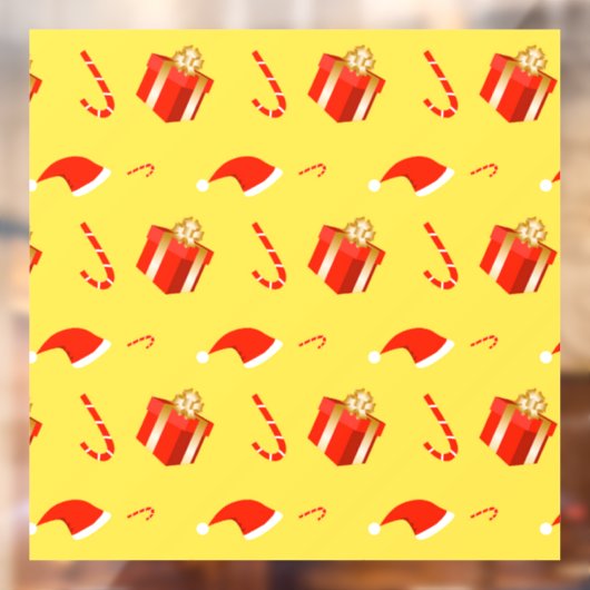 Kerstmis geschenkdoos Santa hoed snoep Raamsticker (Vel 2)