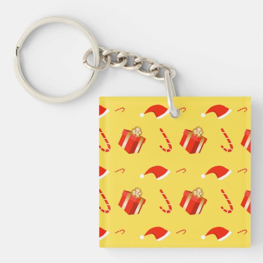 Kerstmis geschenkdoos Santa hoed snoep Sleutelhanger (voorkant)