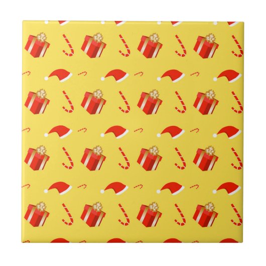 Kerstmis geschenkdoos Santa hoed snoep Tegeltje (Voorkant)
