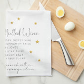 Kerstmis gesmolten wijnrecept Winter Waterverf Theedoek (Quarter Fold)