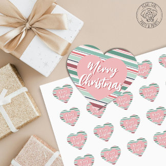 Kerstmis gestreept hart sticker
