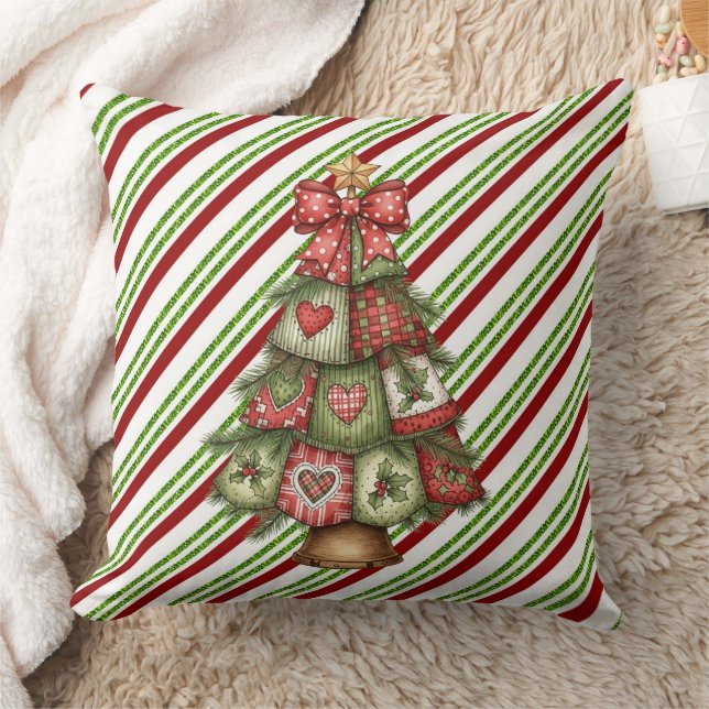 Kerstmis gestreept met boom kussen (Deken)