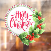 Kerstmis gestreepte krans hulst bessen raamsticker (Vel 2)