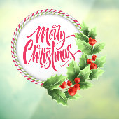 Kerstmis gestreepte krans hulst bessen raamsticker (Vel 3)