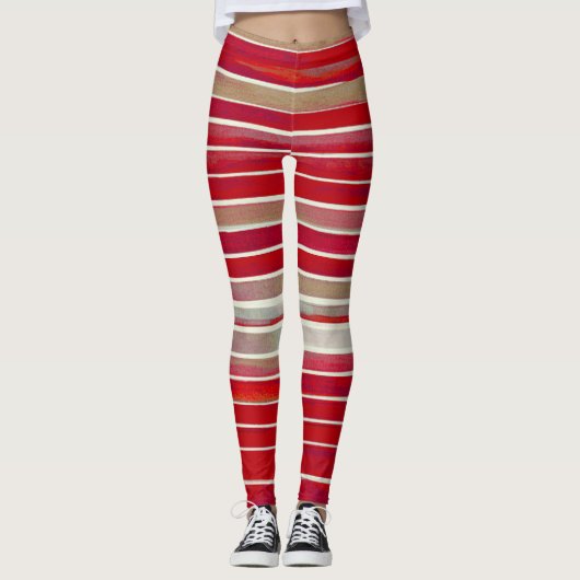 Kerstmis gestript leggings (Voorkant)