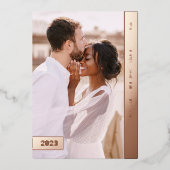 Kerstmis getrouwd | Roze gouden pasgetrouwd multi Folie Feestdagenkaart (Voorkant)