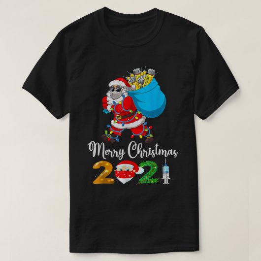 Kerstmis gevaccineerd met kerstlampjes t-shirt (Design voorkant)