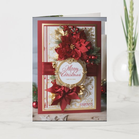 Kerstmis gevouwen Dank u kaart (Voorkant)