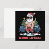 Kerstmis Gewichtheffen Kerstman Fitness Gym Feestdagenkaart (Voorkant / Achterkant)