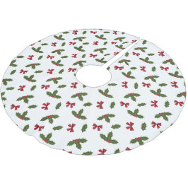 Kerstmis Gewone Hulst Plant En Rode Bogen Patroon Kerstboom Rok