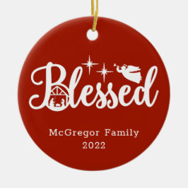 Kerstmis Gezegend rood en wit Keramisch Ornament