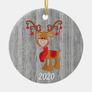 Kerstmis gezichtsmasker Rudolph Rendier 2020 Hout Keramisch Ornament