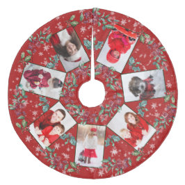 Kerstmis Gezin Foto Collage Red Fleece Kerstboom Rok