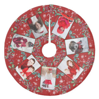 Kerstmis Gezin Foto Collage Red Fleece Kerstboom Rok