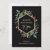 Kerstmis Gilded Greenery Black | PRETTIGE FEESTDAG Feestdagenkaart (Voorkant)