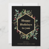 Kerstmis Gilded Greenery | Foto terug Feestdagenkaart (Voorkant)