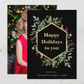 Kerstmis Gilded Greenery | Foto terug Feestdagenkaart (Voorkant / Achterkant)