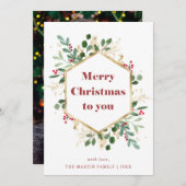 Kerstmis Gilded Greenery | Foto terug Feestdagenkaart (Voorkant / Achterkant)